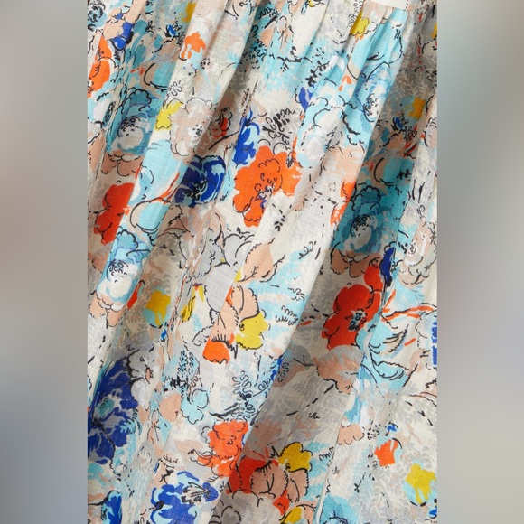 Zimmermann - Clover Tie Front Midi Dress Topaz Peony Floral US 8 / AU 2 / Medium - Picture 5 of 16